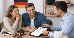 Beratungsgespräch zu persönlichen Finanzen mit jungem Paar